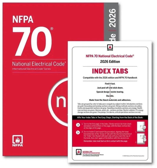 NFPA 70 National Electrical Code 2026 paperback book with tabs for electricians, published by Litno Books.