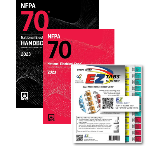 2023 NEC Code Book and NEC Handbook combo pack by Litno Books, paperback editions with detailed electrical code information.