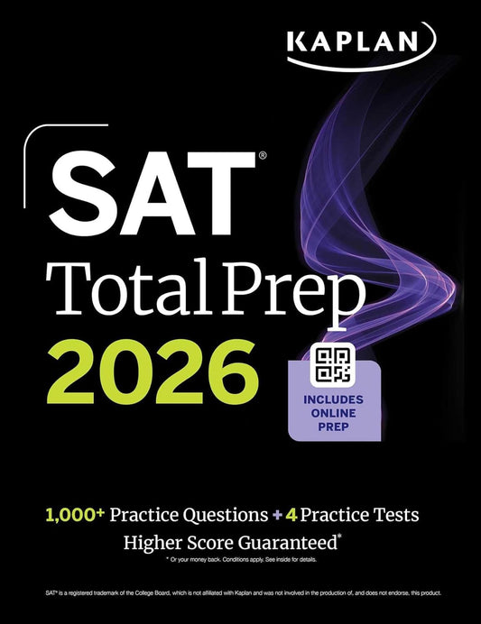 SAT Total Prep 2026: Includes 4 Full Length Practice Tests, 1,100+ Practice Questions + 1 Year Access to Online Quizzes and Video Lessons and Tutorials